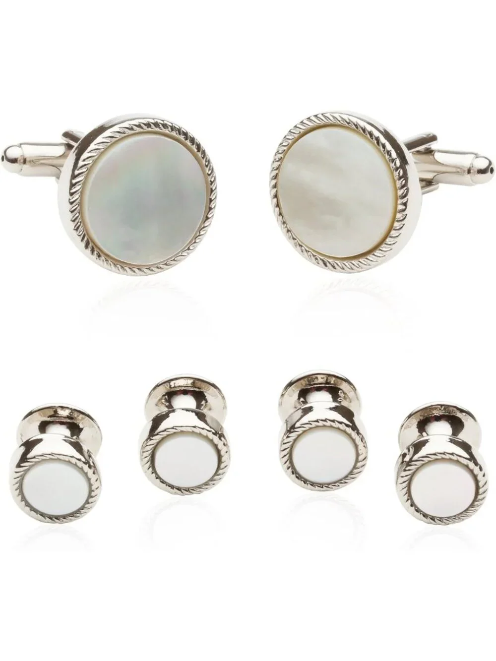 Unique Ribbed Tuxedo Cufflinks & Studs Set for Men - Formal Wedding & Business